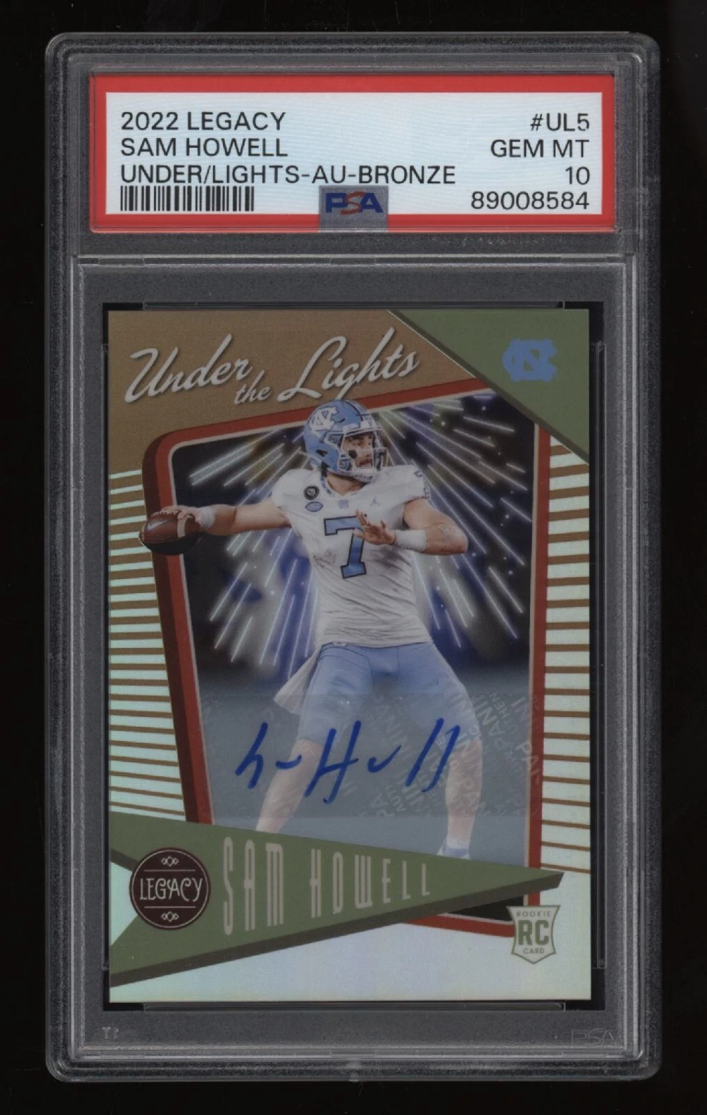 Sam Howell Panini Legacy Under the Lights #UL5 Autograph-Bronze