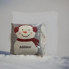 Personalized Snowman Pillow 12 X12 Addison Gray Red And White Beautiful Never Op