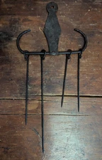 Antique 18th 19th C Fireplace Meat Cooking Skewer Set w/ 4 Skewers 12" Primitive
