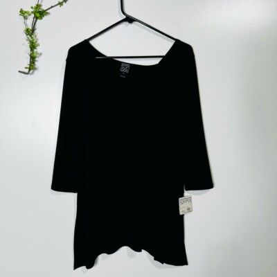 Clara Sunwoo Black 3/4 Sleeve Angle Neck Tunic NWT