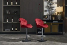 Bar Stools Set of 2 - Adjustable Barstools with Back and Footrest, Counter Heigh