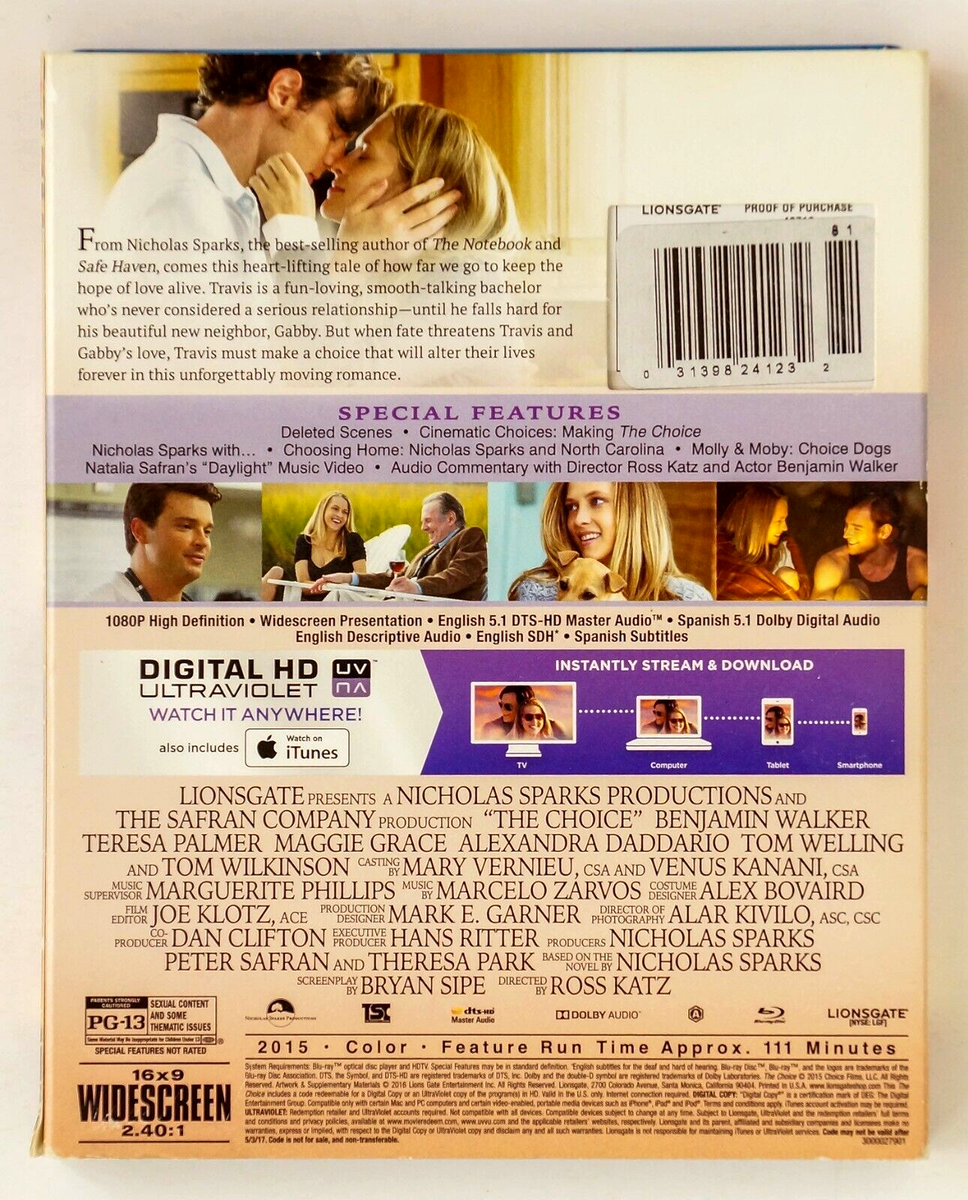 The Choice [Blu-Ray + DVD] No Digital HD, Nicholas Sparks, Teresa