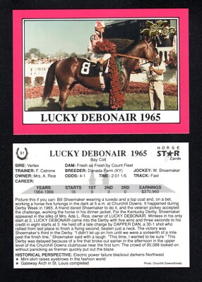 Lucky Debonair 1965 Kentucky Derby Winner 1990 Horse Star Cards Gold Foil Rare!
