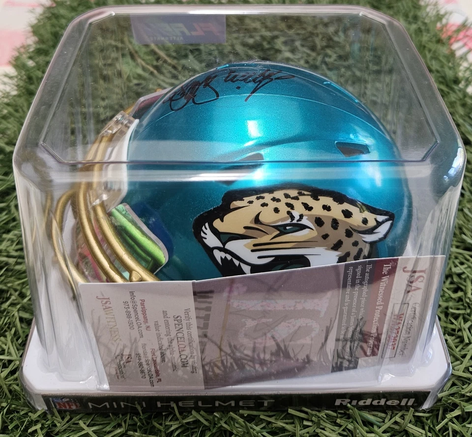 Jimmy Smith (VISOR)Signed Jacksonville Jaguars Mini Helmet (JSA COA)  - Image 2 of 4