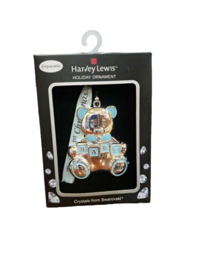 Ornement De Noël Harvey Lewis 2018 - Ourson Bleu Avec Cristaux - Neuf En Emballage D'origine