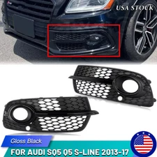 Fog Light Grille Cover W/ Black Trim For Audi SQ5 Q5 S-Line 2013-17 Front Bumper
