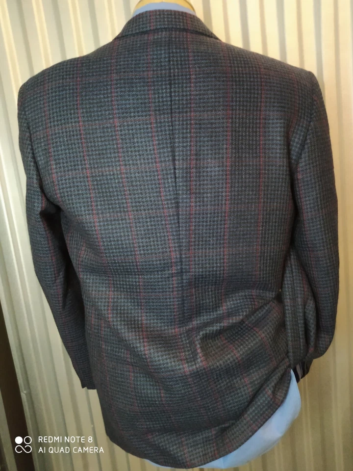 Blazer Chaqueta Abrigo Deportivo Vintage Años 80 Escocia Tweed 38R Azul Negro Rosa Cuadros Foto 4 de 4