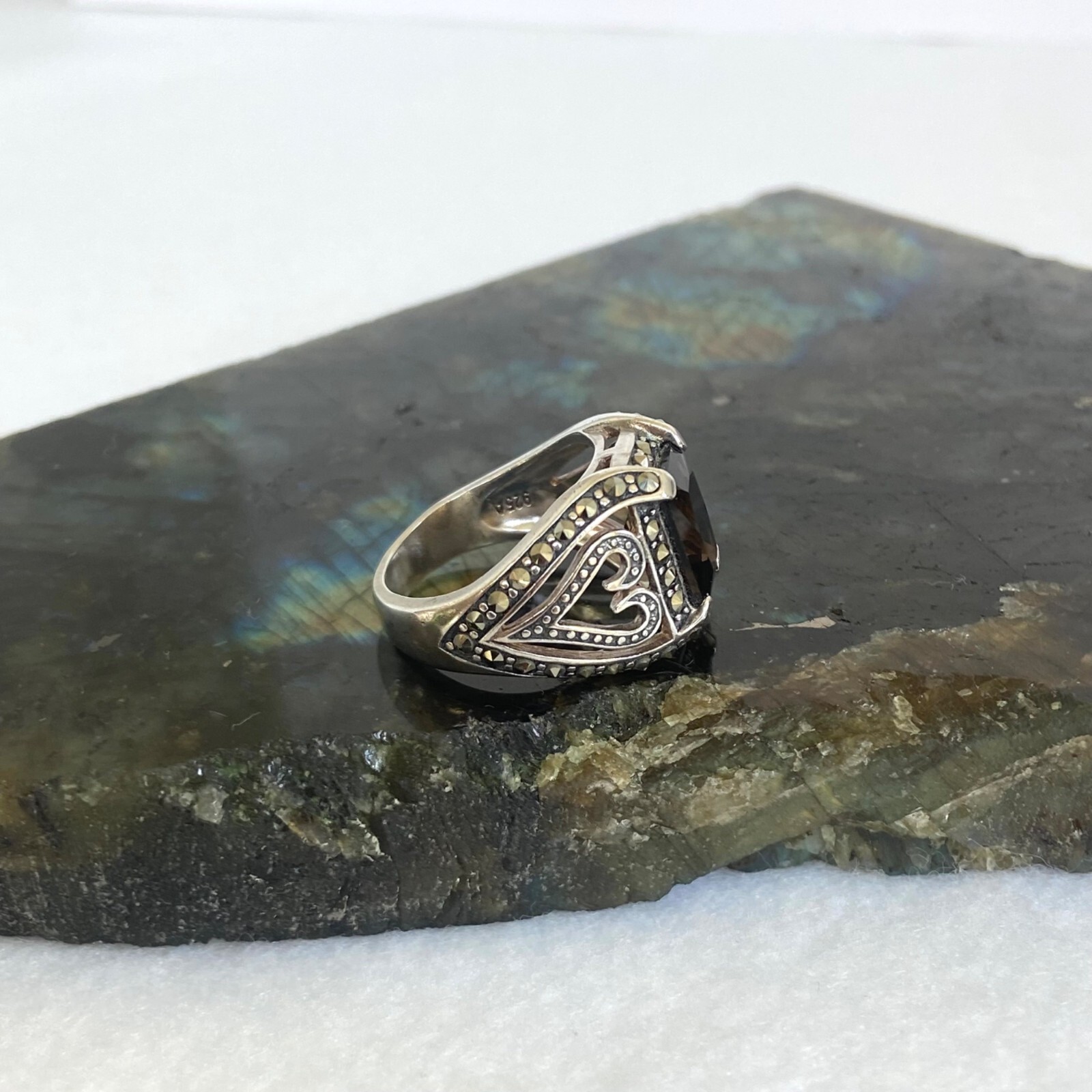 Sterling Silver 925A Rectangular Smoky Quartz & M… - image 22