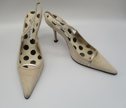 CHRISTIAN LACROIX bone suede sling-back 