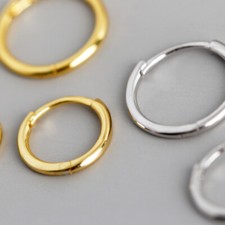 925 Sterling Silver Plain Thin Huggie Hoop Sleepers Earrings A1078