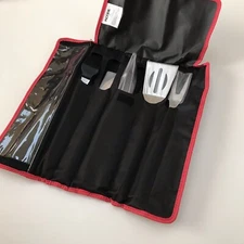 NEW Expert Grill 5 Piece Stainless Steel Soft Grip BBQ Grill Tool Set With Case