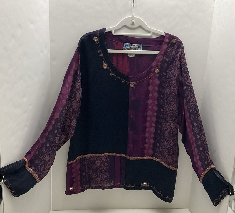 Tienda Ho Free Size Top With Slits On Sides And Sleeves, Purple & Black. #my268