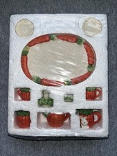 Vtg Miniature Tea Set 10 PCS Bunnies, Carrots Easter/Spring Decor