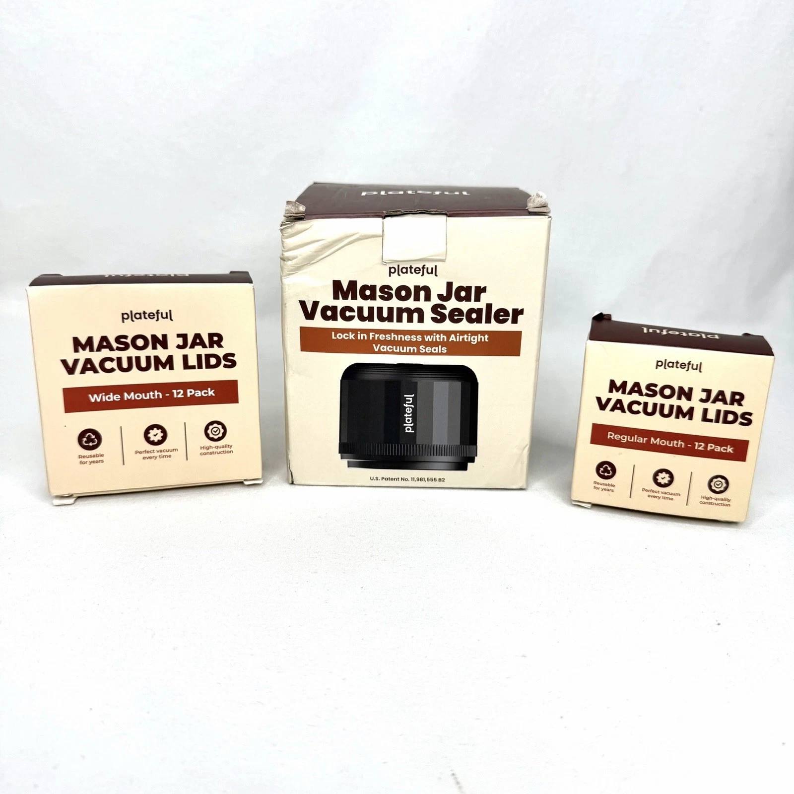 NEW! Plateful Electric Mason Jar Vacuum Sealer Wide & Reg 2 Additional Lid Sets
Opens in a new windo