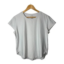 CALIA Striped Short Sleeve T-Shirt Top Activewear Light Blue Women Size Large