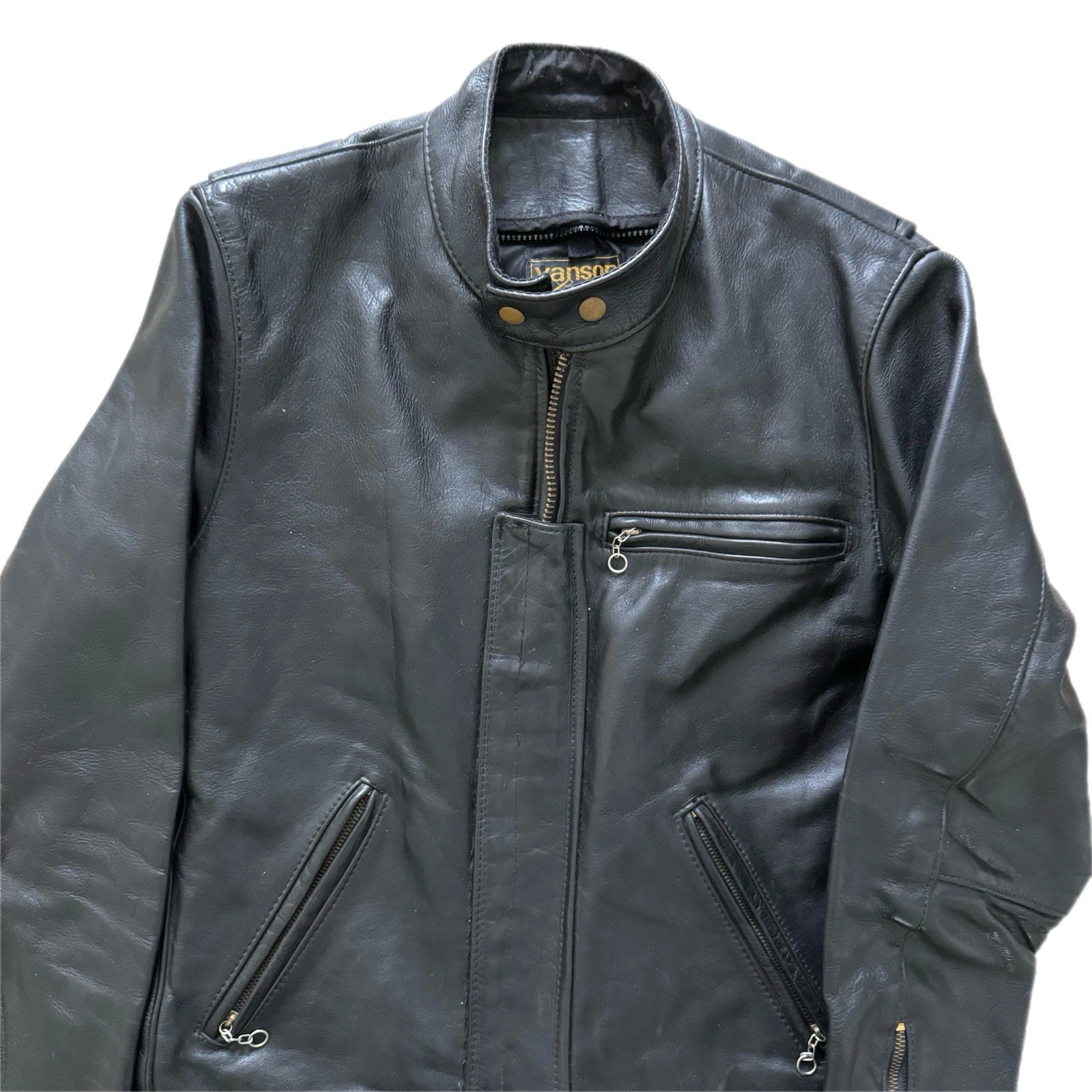 Vintage Vanson Men’s 42 Cafe Racer Style AZ Motorcycle Leather Jacket - product detail image 4