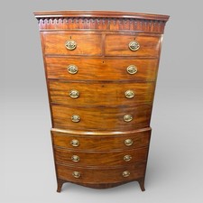 Antique Georgian George III Mahogany Bow-Front Chest on Chest