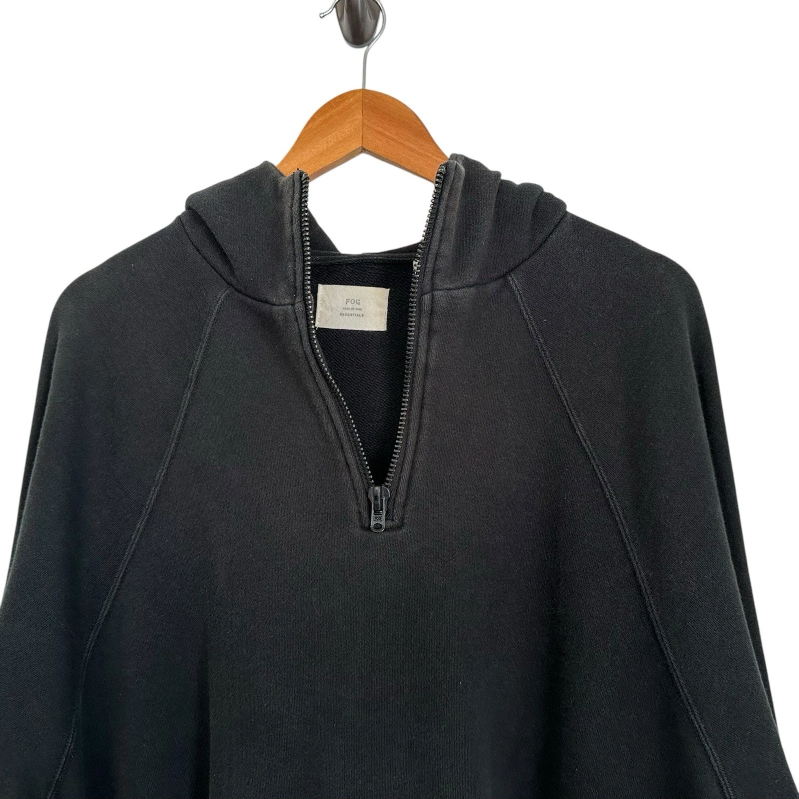 Felpa con cappuccio pullover Fear Of God Essentials uomo 1 4 zip taglia small nera zip laterali