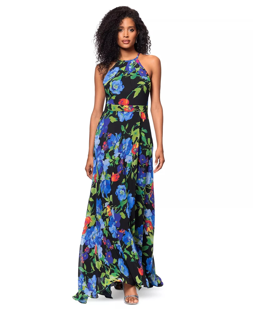 sachin and babi light blue dress Hutch Bridge Floral Chiffon Wrap Dress