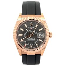 Rolex 42MM Sky-Dweller 18K Rose Gold Slate 326935 42mm Fluted Oysterflex