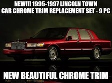 New 1995-1997 Lincoln Town Car Chrome Trim Molding Insert Replacement Set -9 Pc