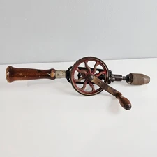 Millers Falls No. 2-B Eggbeater Carpenter Hand Drill Wood Handles USA Made Vtg