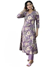 GoSriKi Women's Rayon Kurta with Pant Set