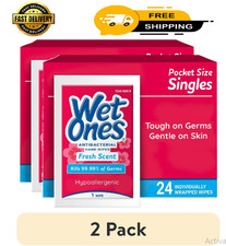  2 pack Wet Ones Antibacterial Hand Wipes, Fresh Scent, 24 Ct Individually Wrap