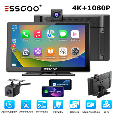 9 Zoll Apple Carplay Android Auto Display 4K Dashcam Rückfahrkamera Autoradio