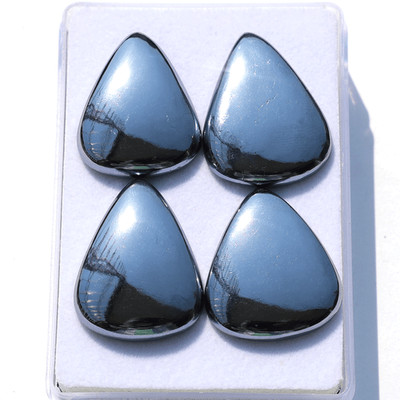 Cosmic Mirror~ 4 PC Natural Elite Noble Shungite 31-33mm Pear Cabochon Gemstones