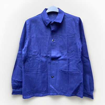 #ad #ad Vintage Deadstock French Chore Jacket Men’s Medium Blue Twill Workwear Utility GBP 59.99
