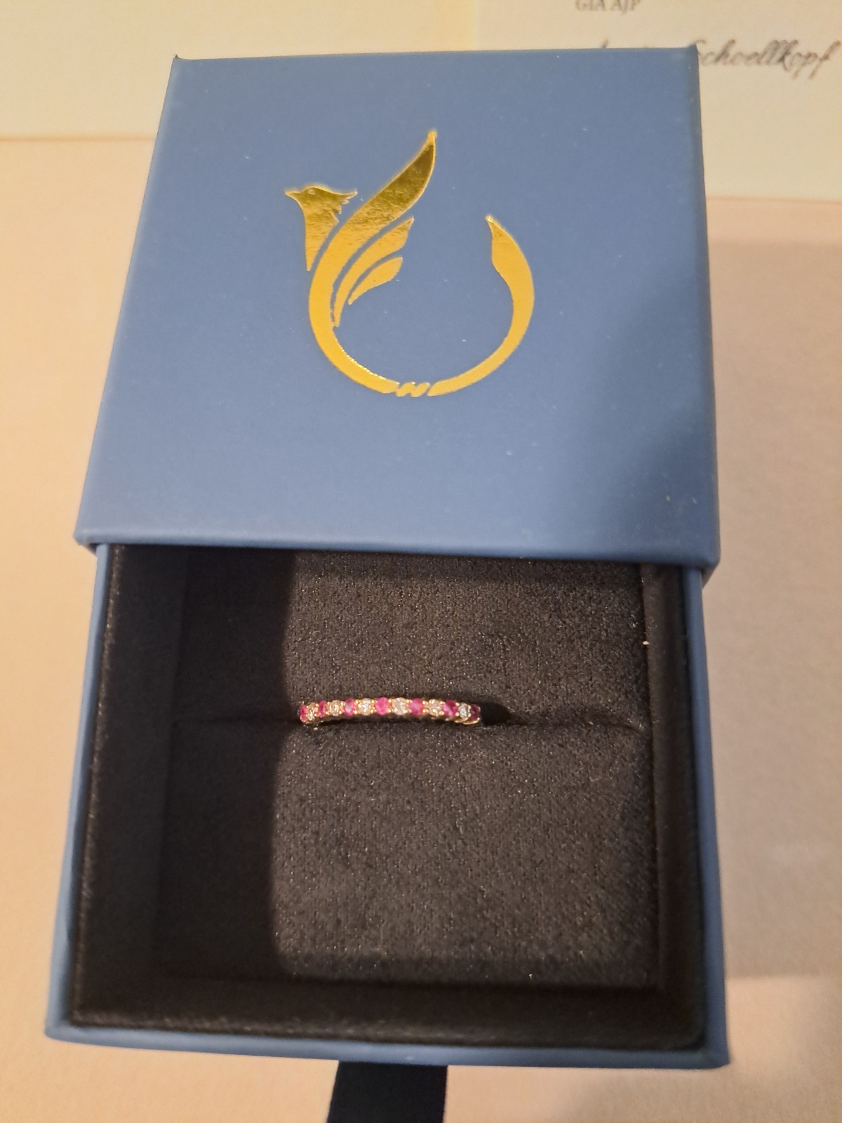 14K Solid Gold Natural Diamond Ruby Ring Dainty A… - image 3