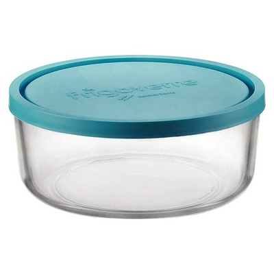 Bormioli Rocco Frigoverre Classic Glass 42.25 Ounce Round Container with Teal