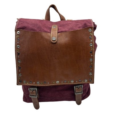 Old Trend Burgundy & Brown Canvas With Leather Trim KnoxBackpack