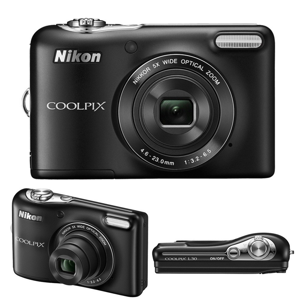 Nikon COOLPIX L30 本体 Nikon COOLPIX L30 Digital Camera Black 20.1MP 5× Optical Zoom Date