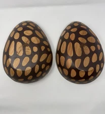 Pair Of Jurassic World X Accompany Wood Serving Dinosaur Egg Design Bowls.