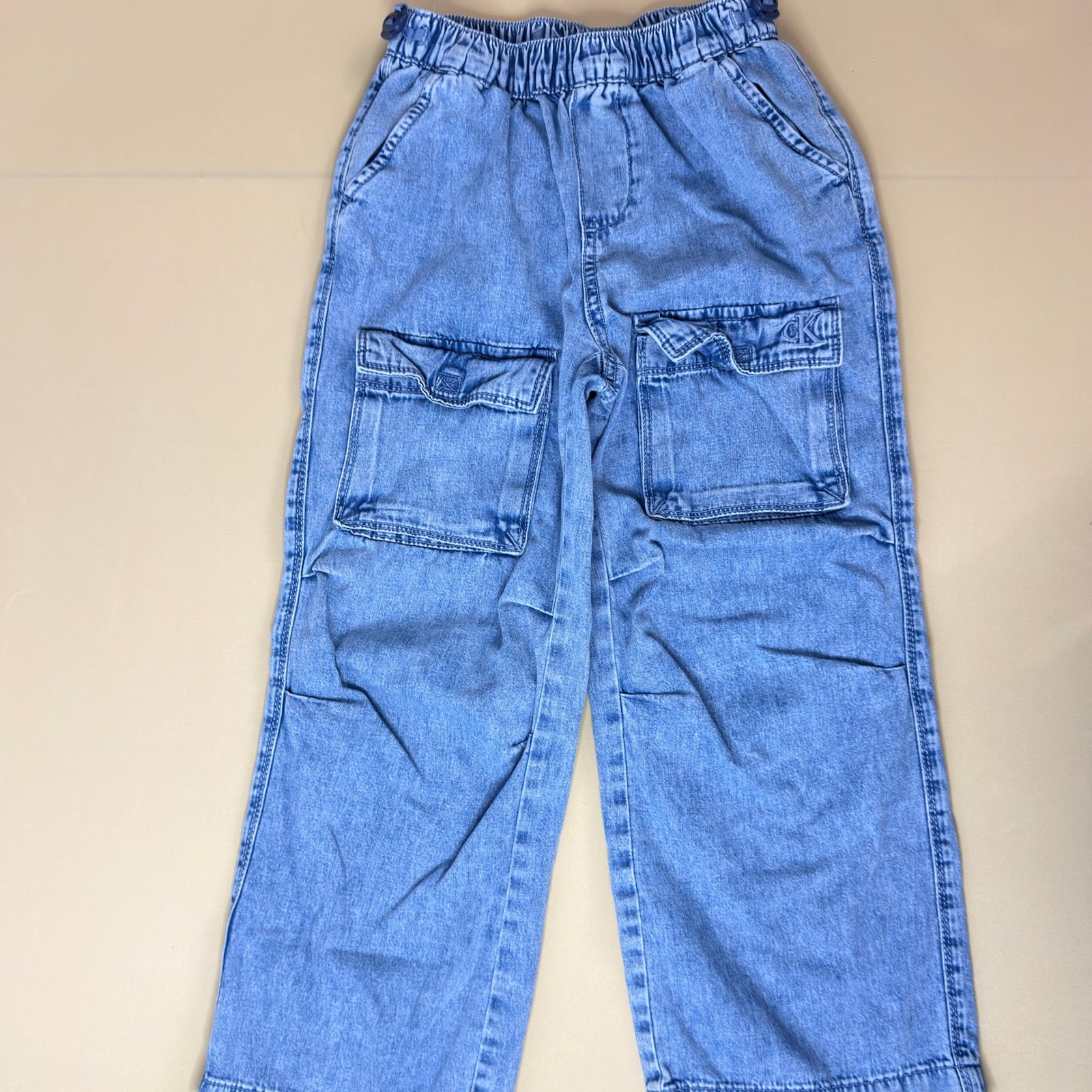 Cargo Pants Kids Size 7 Light Blue Excellent Wide Leg Utilit