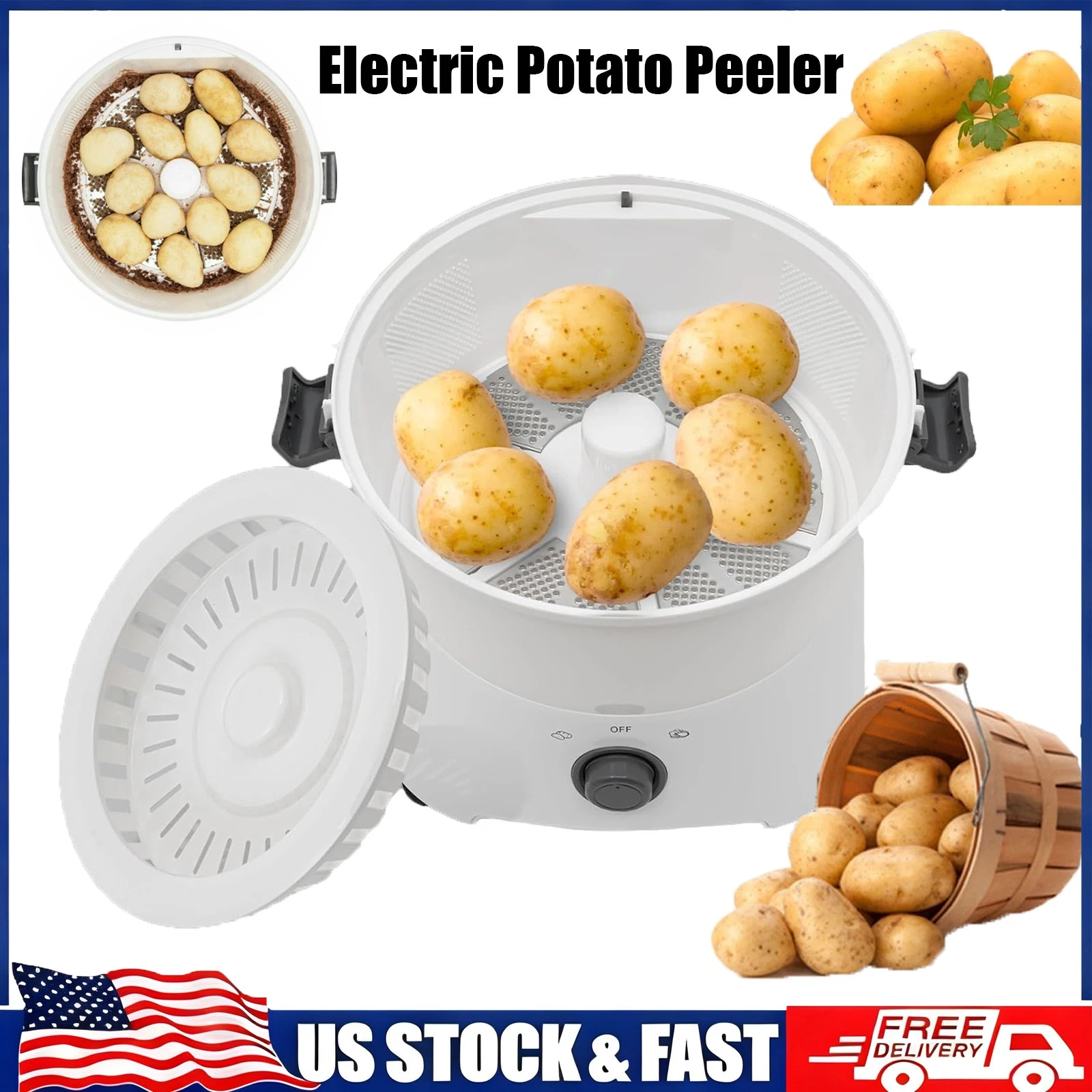 Automatic Electric Potato Peeler Vegetable Salad Dehydrator Kitchen Tools New