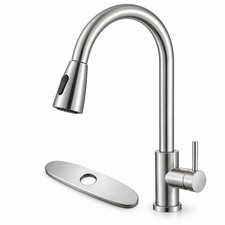 Kitchen Faucet Pull Down Sprayer Brushed Nickel SUS 304 Stainless Steel High Arc