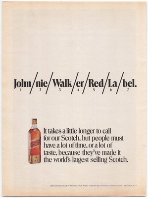 Johnnie Walker Red Label Magazine Ad 1970s Scotch Whisky Syllables