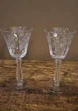 FOSTORIA Claret Wine Glass Heather Etched Glass