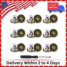 *Jeans Buttons Replacement, Instant No Sew Buttons for Pants with Tool,17MM, USA
