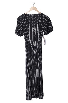 ONeill Damen Blusenkleid Gr. 38/M Schwarz Viskose Bohème Maxikleid Muster