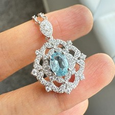 925 Sterling Silver Necklace 7x5mm Natural Topaz Gemstone Zircon Flower Women
