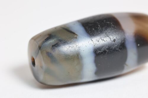 Authentic Ancient Old Tibetan Nepal Himalayan Agate Stone dZi Bead 2 Stripes - Picture 8 of 21