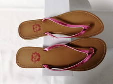 Tulissa - Metallic Pink Flip Flops with Toe Post and low heel, Size UK 3, EU 36.