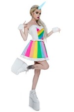 NEW Rainbow Rider Luxe Unicorn Cosplay Adult Halloween Costume Size Large