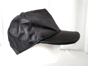 womens black leather baseball hat