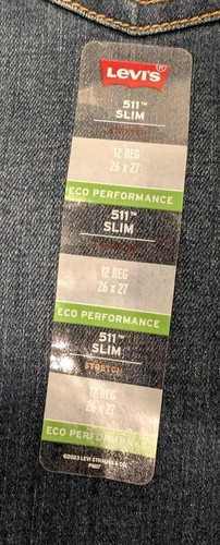 Boys Levi’s 511 Slim Flex Stretch Sz 12 Reg 26x27 Jeans - Brand New W/ Tags - Picture 5 of 11