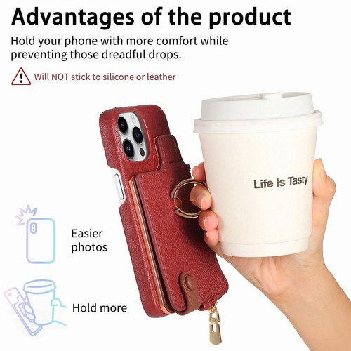 For iPhone 16 15 14 13 12 11 Plus Pro Max Flip Zipper Card Wallet Case With Ring - Picture 73 of 91